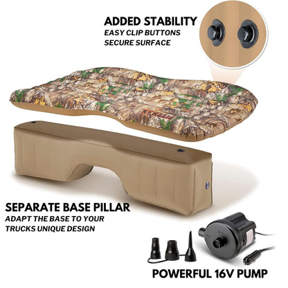 Pittman Outdoors Backseat Bed Air Mattress – 60” Rear Seat Mattress for Trucks & SUVs – Includes Portable DC Air Pump – Truck Air Mattress for Back Seat Travel & Camping – Camo Print