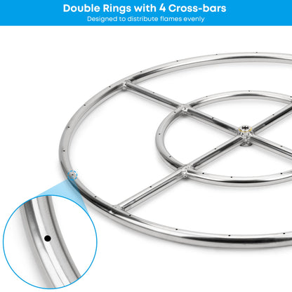Stanbroil Natural Gas Fire Pit Stainless Steel Burner Ring Installation Kit, 24-inch