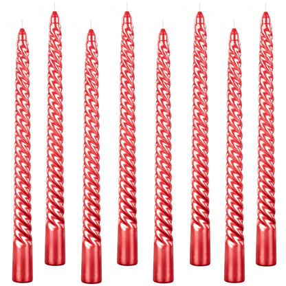 Kemladio 4 pcs 10 inch Taper Candles,Burning Unscented Tapered 7.5 hrs,Fancy Dinner,Tall Candle Sticks, Halloween Party Decorations (8pcs, Red)