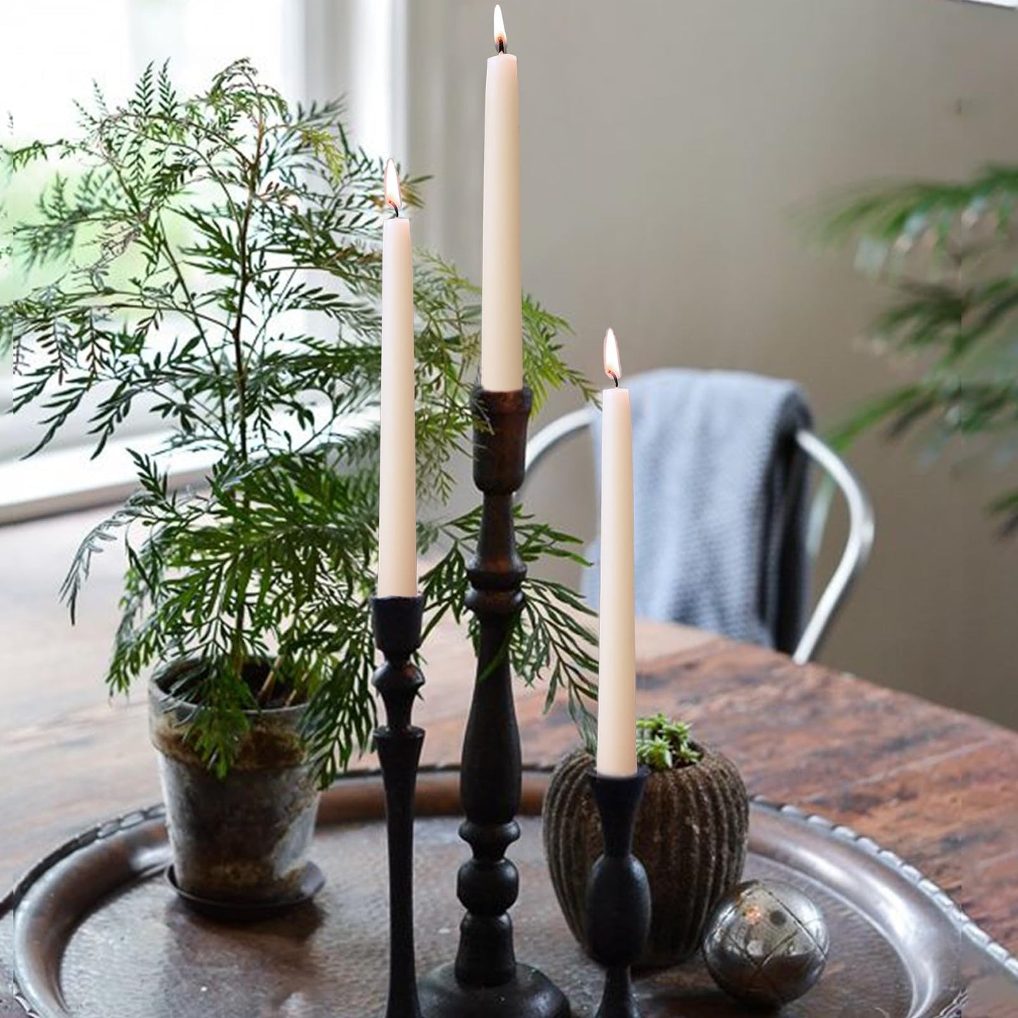 Beeswax Taper Candles White, 9 Inch Natural Beeswax Long Candle Sticks, 10 Hours Burn Time, Smokeless & Dripless Tall Taper Candle for Table Decor, Unscented Bee Wax Tapered Candles (8 Packs)