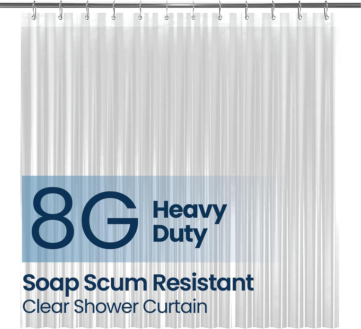 LiBa Waterproof Shower Curtain - Premium Non-Toxic PEVA with Rust-Proof Grommets | Heavy Duty 72x84 Clear
