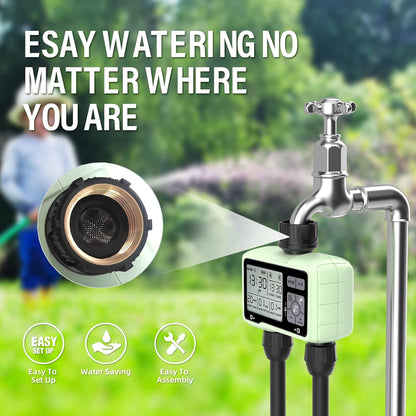 SOYUS Programmable Garden Hose Timer - Waterproof Digital Irrigation System with Rain Delay | 2 Outlets