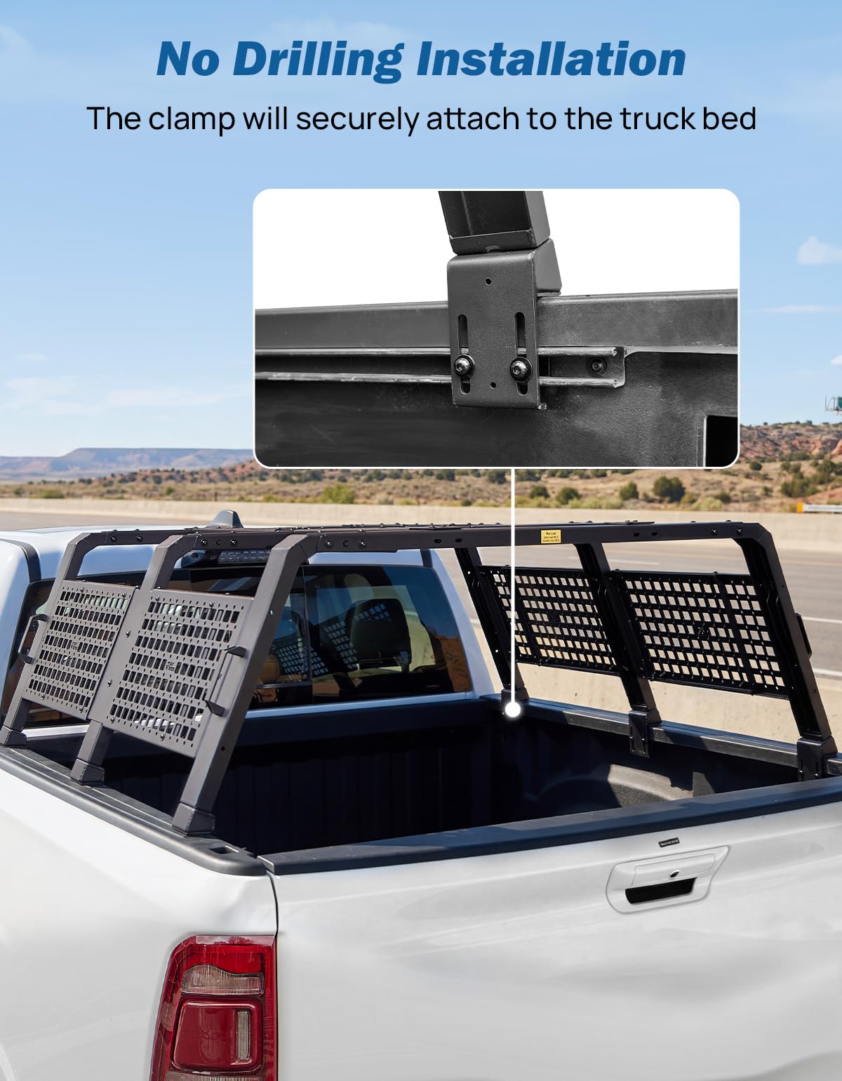 JOYTUTUS Full Size Truck Bed Rack Adjustable Overland Rack Compatible with F150 F250 F350 Silverado Sierra Ram Tundra Truck Rack for Kayak, Roof Top Tent