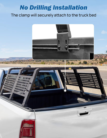 JOYTUTUS Full Size Truck Bed Rack Adjustable Overland Rack Compatible with F150 F250 F350 Silverado Sierra Ram Tundra Truck Rack for Kayak, Roof Top Tent