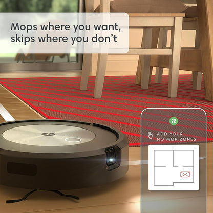 iRobot Roomba Combo j5+ Self-Emptying Robot Vacuum & Mop – Identifies and Avoids Obstacles Like Pet Waste & Cords, Empties Itself for 60 Days, Clean by Room with Smart Mapping, Works with Alexa