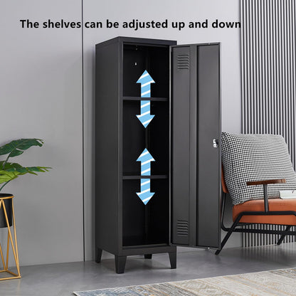 Metal Locker with Doors and Shelves, Locking Storage Cabinets for Small Spaces, Lockers for Employees, Lockable Storage Lockers for Office Garage School Gym