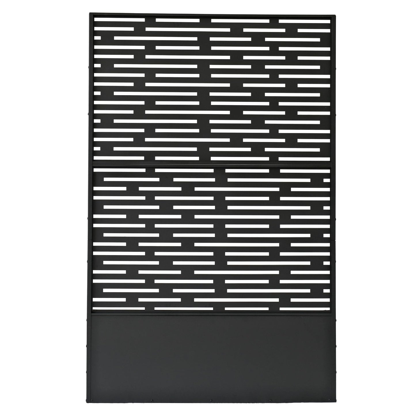 Oakland Living 6 ft. X 4 ft. Black Freestanding Metal Privacy Screen Room Divider with Flower Box