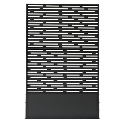 Oakland Living 6 ft. X 4 ft. Black Freestanding Metal Privacy Screen Room Divider with Flower Box