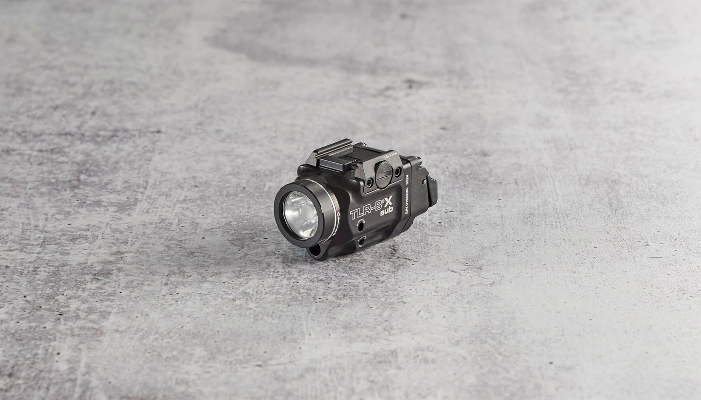 Streamlight 69418 TLR-8 X sub 500-Lumen Rail-Mounted Tactical Weapon Light with Integrated Red Aiming Laser Exclusively for 1913 Short Models Only, Black