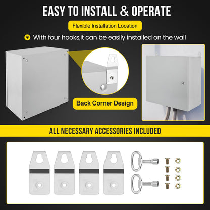 Outdoor Electrical Box,24x24x12 Inch Steel Electrical Box,IP66 Waterproof & Dustproof,Electrical Enclosure with Hinged Lockable Door and Mounting Plate for Commercial & Residential Circuit Protection