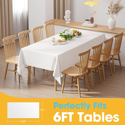 Niuara White Plastic Tablecloths - 16 Pack 54" x 108" Waterproof Disposable Covers for Parties & Events