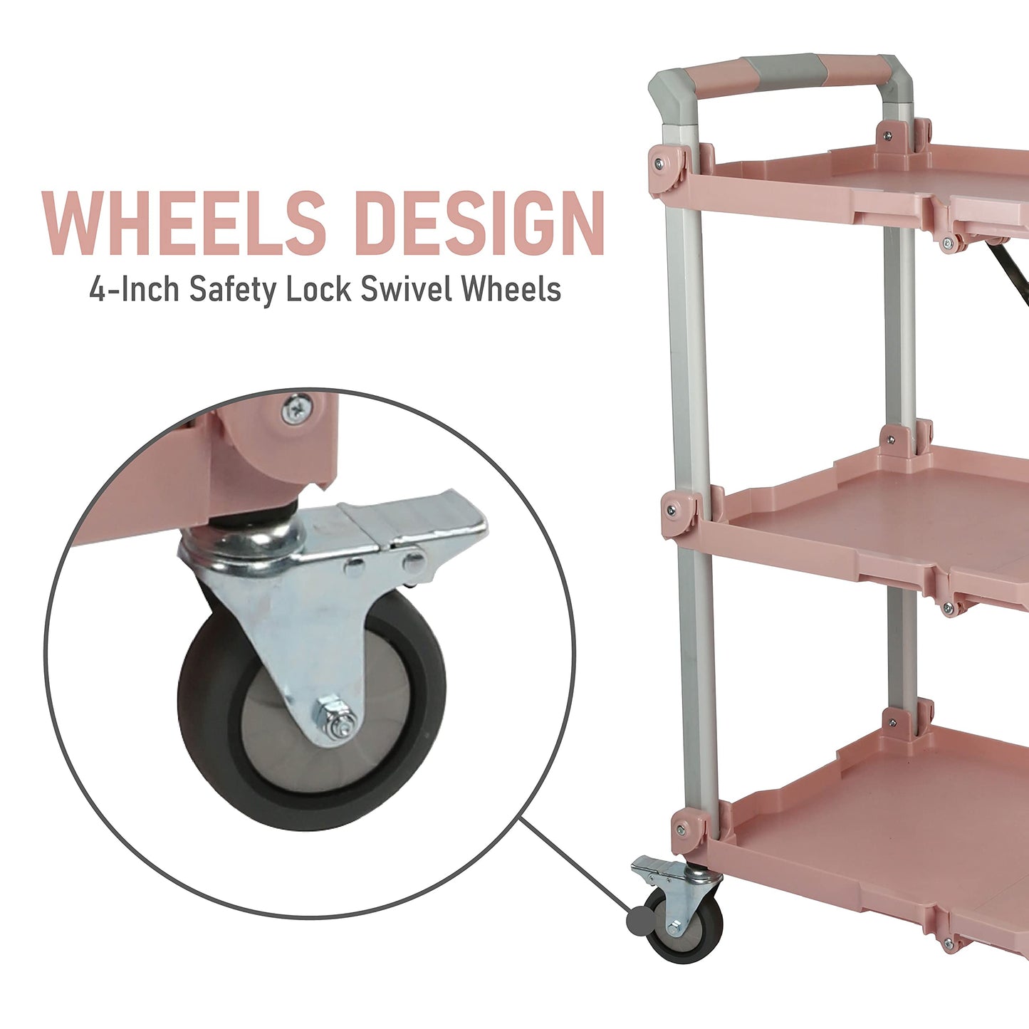Olympia Tools 89-354 Pack N Roll Collapsible Service Cart, XL, 300LB Capacity, Rose