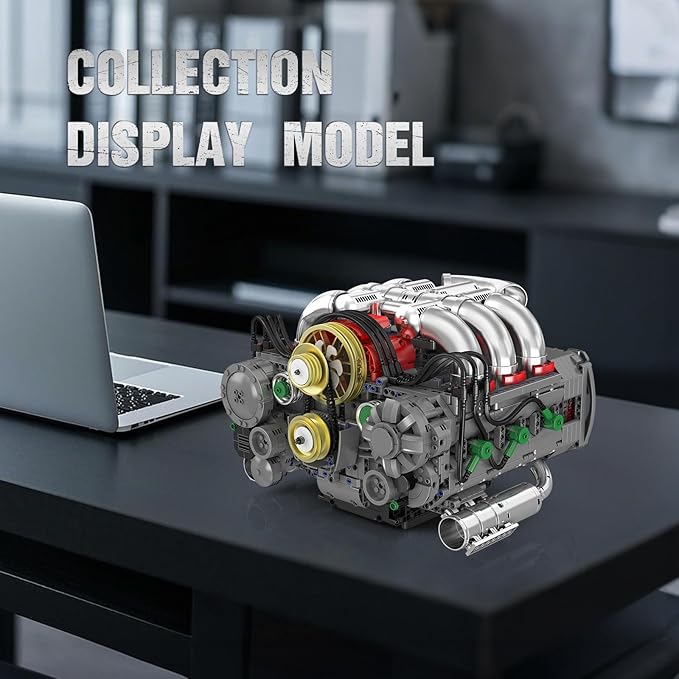 NUTCRACKER Flat Engine Building Set V8 Model Engine Kit Mini Engine Scale Model with Motor That Works DIY STEM Project Building Toy Creative Birthday Gift for Adult Boys 14+ (2375 Pieces)