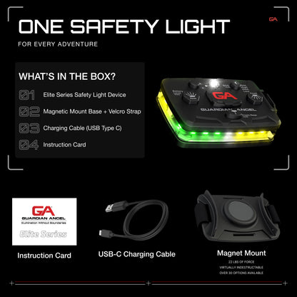 Guardian Angel Elite Series Safety Light (Green/Yellow Front & Green/Yellow Rear) - Rechargeable, Magnetic, Hands-Free Wearable & Mountable Light for Construction, Roadside, Utility & Industrial PPE