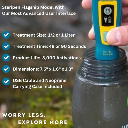 SteriPen Ultra UV Water Purifier - USB Rechargeable, High-Contrast OLED Display, Treats Up to 8,000 Liters - Hiking, Camping, Travel & Emergency Preparedness