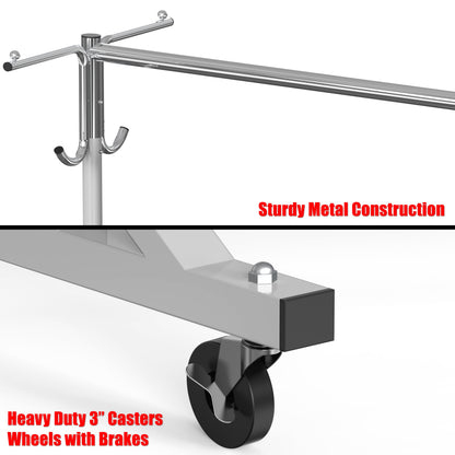 Simple Houseware Industrial Grade Z-Base Garment Rack, 500lb Load with 62" Extra Long bar w/Clear Cover and Tube Bracket