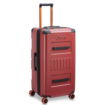 Jeep JH002B Hardside Expandable Luggage Trunk with Spinner Wheels, Chilli Pepper, Checked-Large 29 Inch