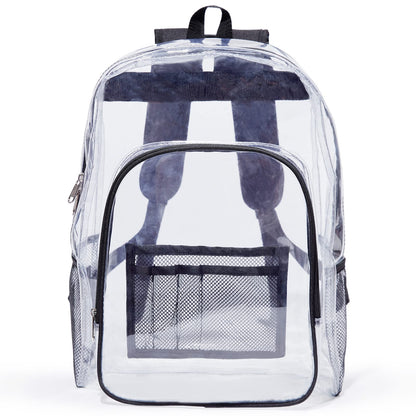 Jusdot Clear Backpack, Transparent Backpack Heavy Duty PVC See Through Backpacks Clear Bag for School, Workplace, Black