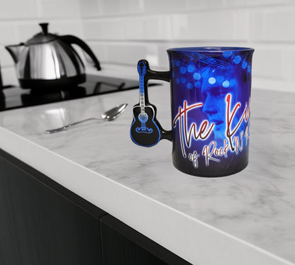 Midsouth Products Elvis Presley Ceramic Mug with Guitar Handle – Iconic White Jumpsuit Design – 16oz Collector's Item for Elvis Fans