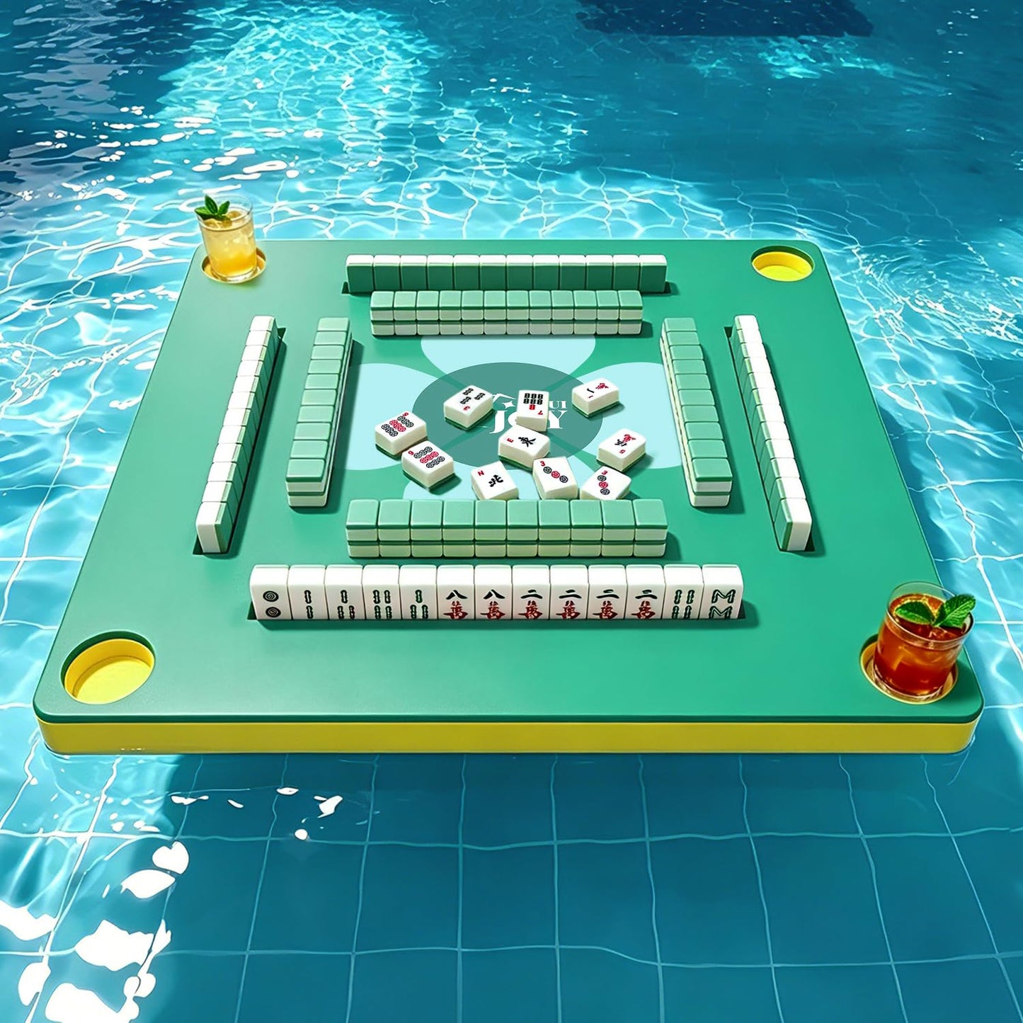 Floating Mahjong Table for Pool, No Assembly EVA Water Game Table Tray, Portable Swimming Pool Hot Tub Floating Board Game Table for Adults, Card Poker Domino Mahjong Game Summer Party Supplies