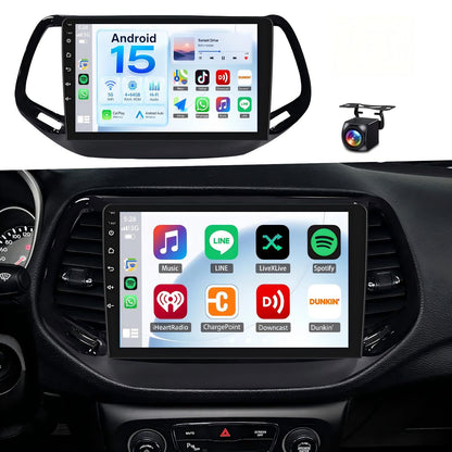 Hiolpen 4+64G Upgrade Car Stereo Radio for Jeep Compass 2017-2020 Wireless CarPlay Android Auto 10.1 Inch Touch Screen Radio Replacement with HiFi Audio 5G WiFi GPS BT5.0 RDS FM