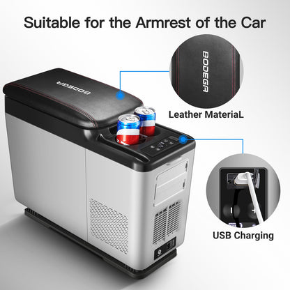 BODEGACOOLER 12-Volt Refrigerator, 16-Quart(15L) Car Fridge, Portable Refrigerator (-4℉ to 68℉), 12/24V DC for Outdoor, Vehicles, Camping, Travel