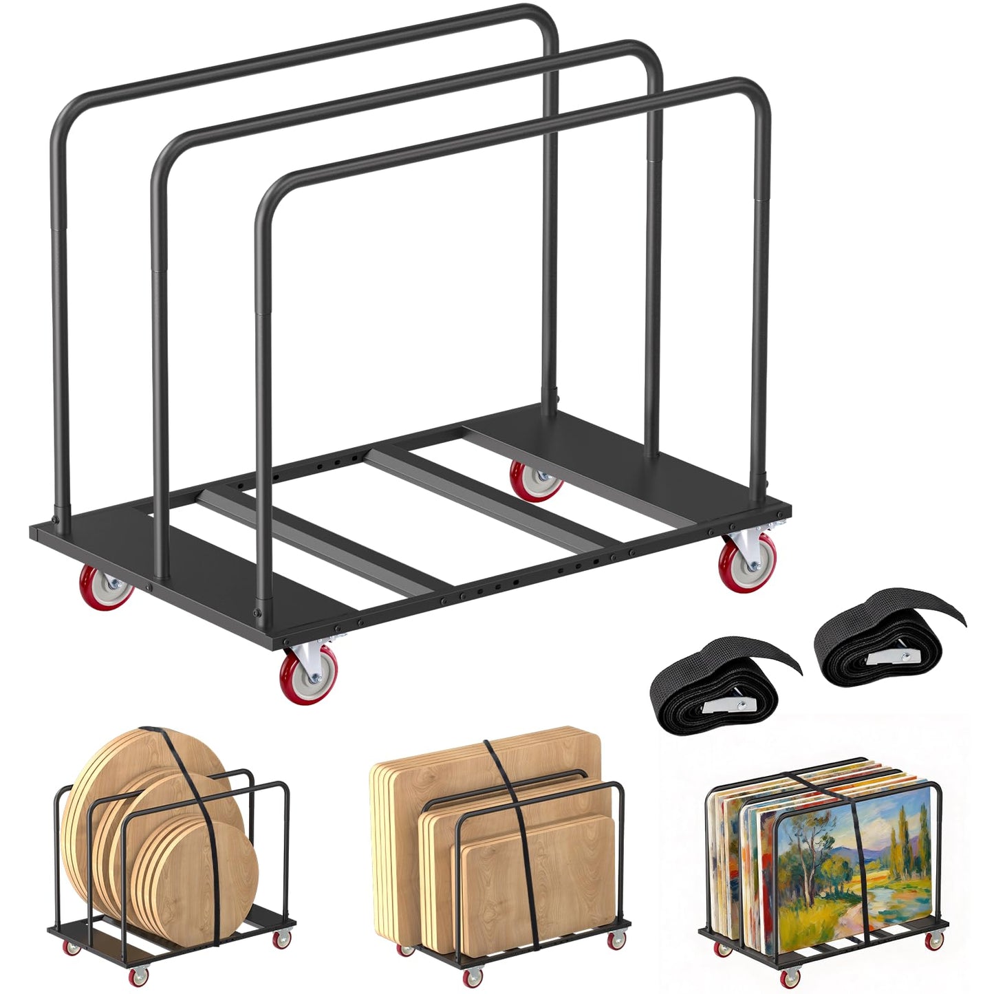 Folding Table Cart with 5" Heavy-Duty Swivel Wheels, Heavy Duty Table Dolly, 1800 LBS Drywall Dolly Cart for Party Events, Factory, Hotel, Warehouse, 10 Table Capacity