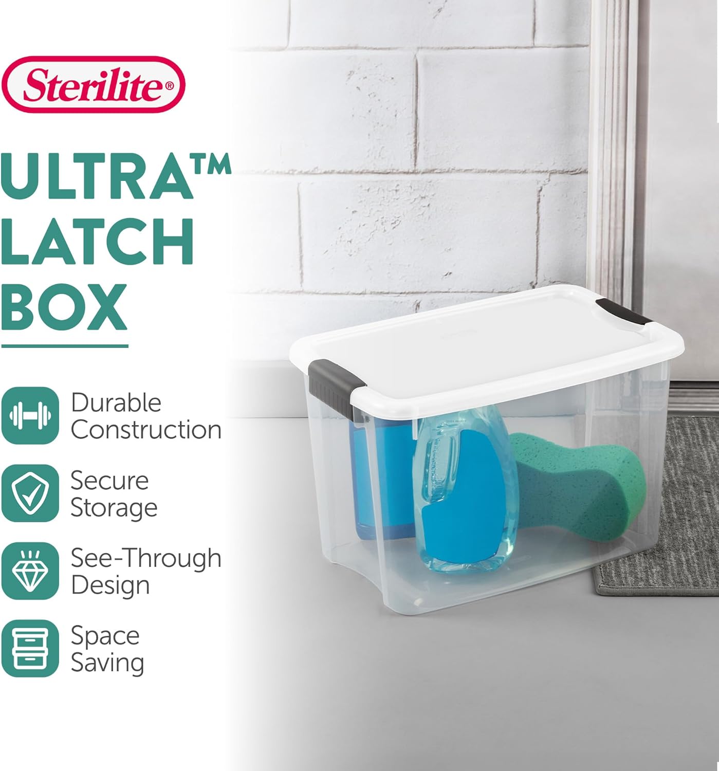 Sterilite 12-Pack Ultra Latching Storage Bins - Clear Plastic 30 Quart Heavy-Duty Organizers for Home & Office