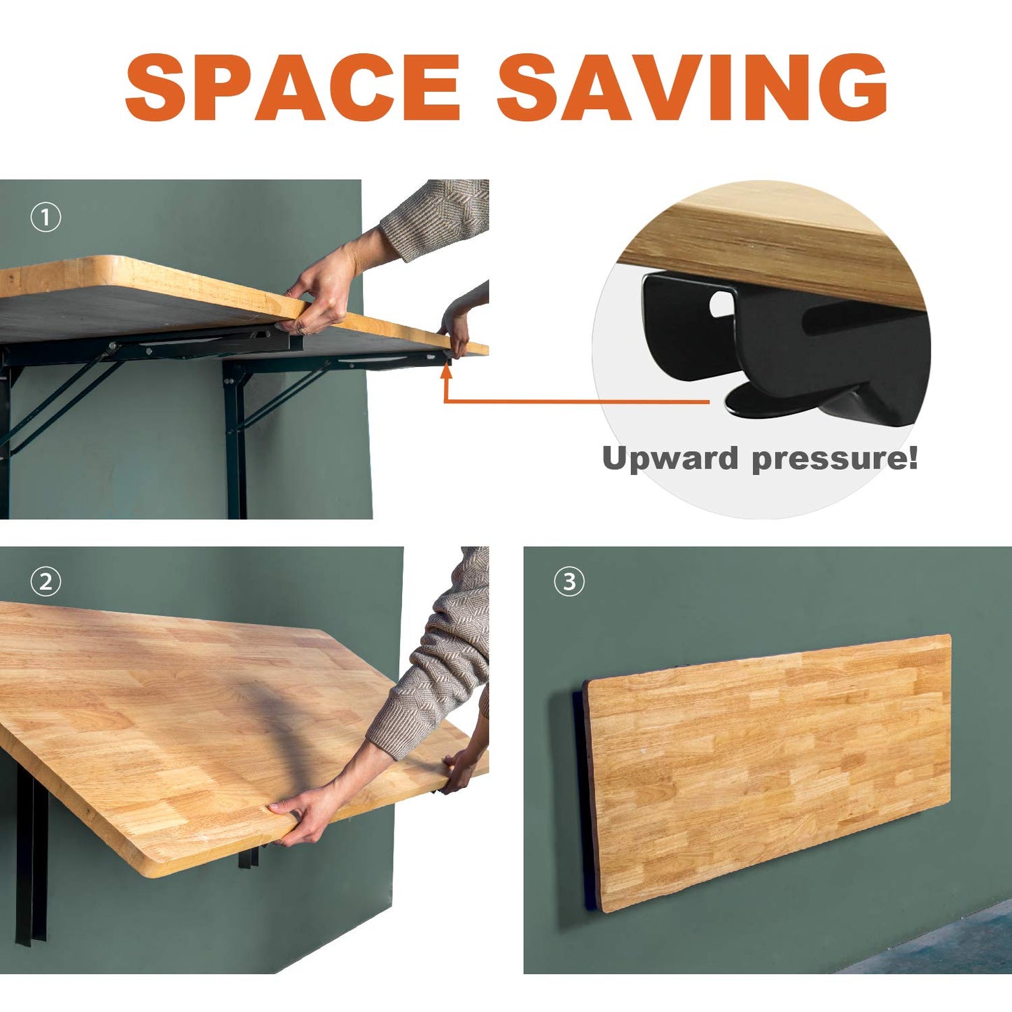 Wallmaster Wall Mounted Folding Workbench Heavy Duty Fold Down Table Utility Bench Solutions Laundry Shelf Wall Desk with Metal Shelf Bracket (47.24 x 19.68 x 24 Inch)