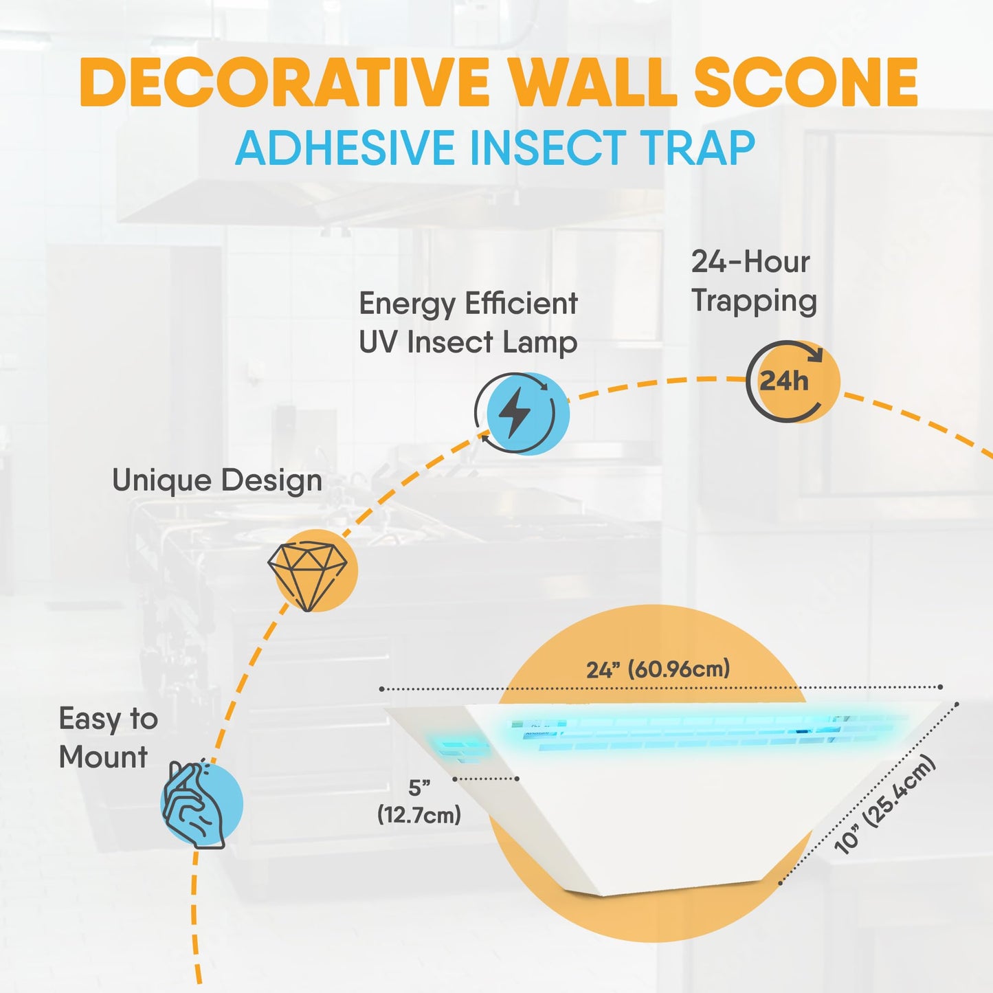 Gardner WS-85 Wall Sconce Fly Light Trap - Hides Captured Flies, Mosquitoes, Other Insects – Shatterproof UV Lamp –Homes, Kitchens, Restaurants, and Other Work Spaces - White
