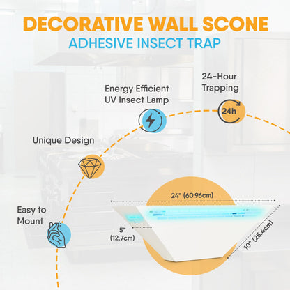 Gardner WS-85 Wall Sconce Fly Light Trap - Hides Captured Flies, Mosquitoes, Other Insects – Shatterproof UV Lamp –Homes, Kitchens, Restaurants, and Other Work Spaces - White