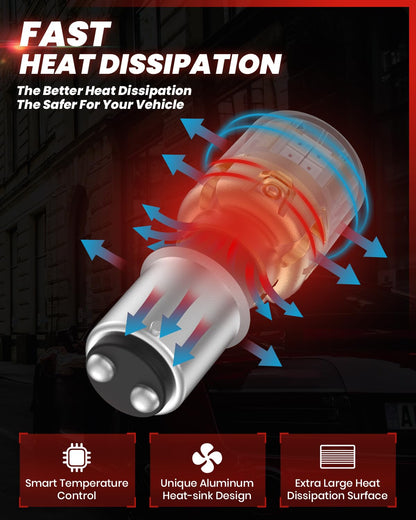 LASFIT 1157 LED Bulb, Red, 500% Super Bright, Model L2-1157R, Replacement for Brake Light, Tail Light, 2pcs