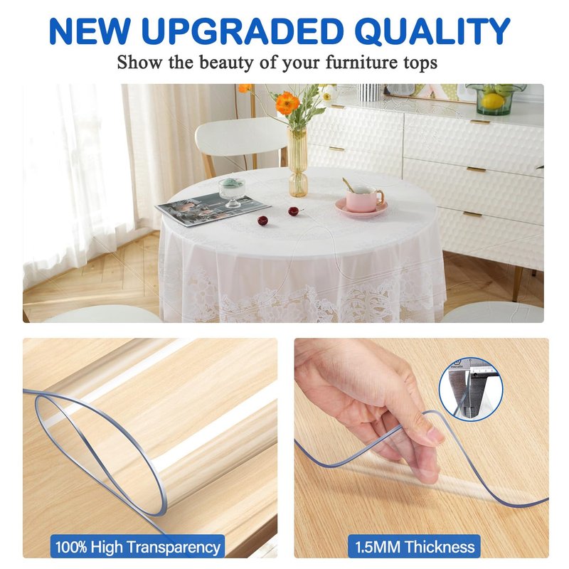 30X96 Inches Clear Table Protector Plastic Office Desk Mat Cover Pad Tablecloths Night Standing Sofa Protective Pad Table Cover Mat Transparent Vinyl Writing Desk Mat Kitchen Countertop Waterproof