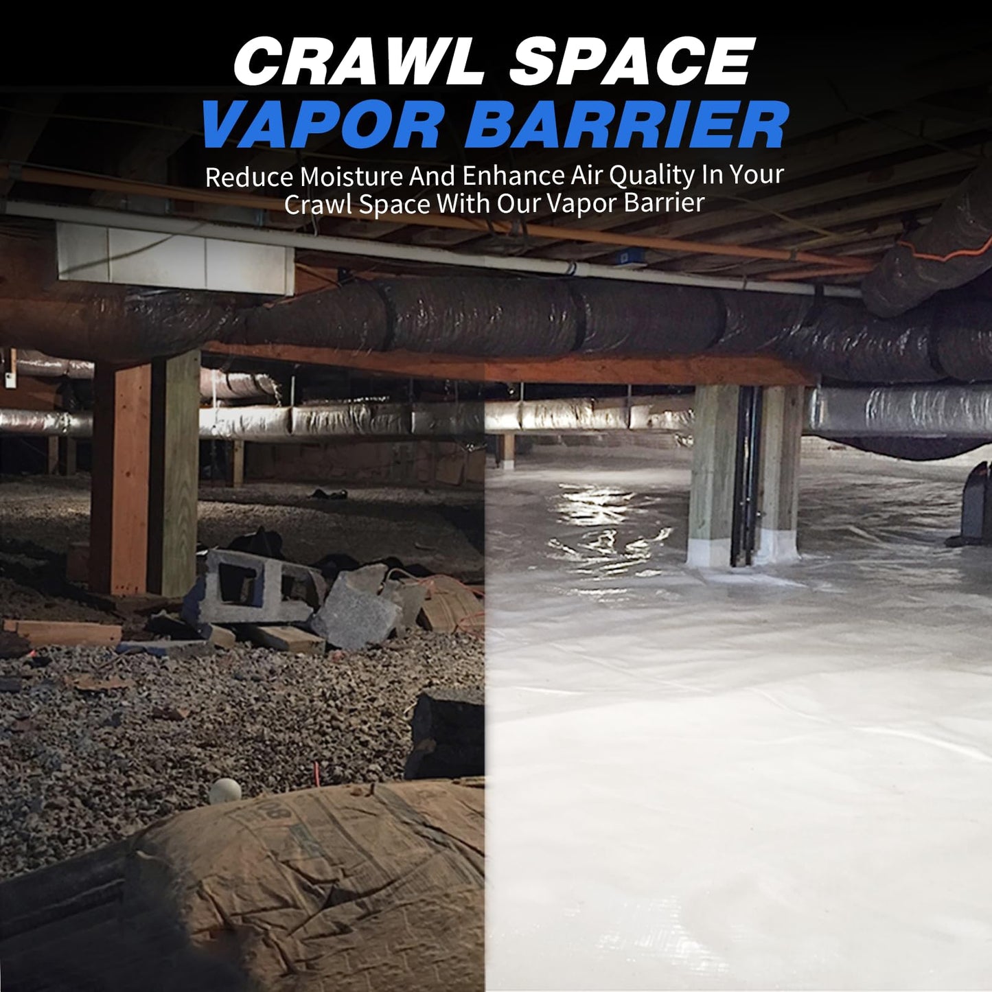 Crawldryer White Plastic Sheeting, 20 Mil 10' x 120', Crawl Space Vapor Barrier, White Vapor Barrier, Plastic Sheeting Heavy Duty, Polyethylene Plastic Rolls for Garden, Crawlspace, Basement, White