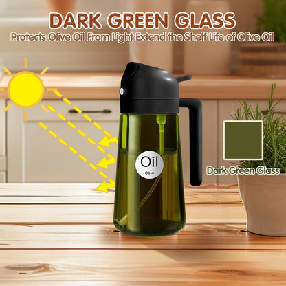 YARRAMATE 16oz/470ml Clear and Dark Green Oil Sprayer (Black)