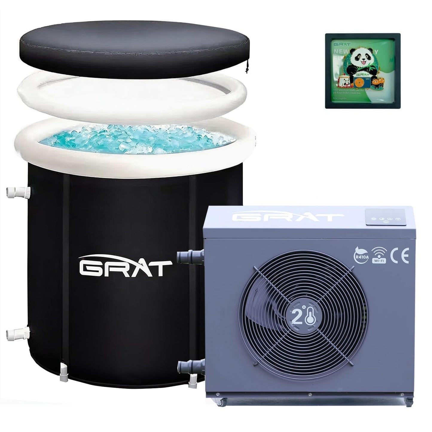 GRAT 1.5HP Chiller with Cold Plunge Tub, 88 Gallon Ice Bath System for Athletes, WiFi App Control, No Ice Needed, Cools to 36°F, Cold Water Therapy & Recovery Tub for Home Gym Indoor Outdoor