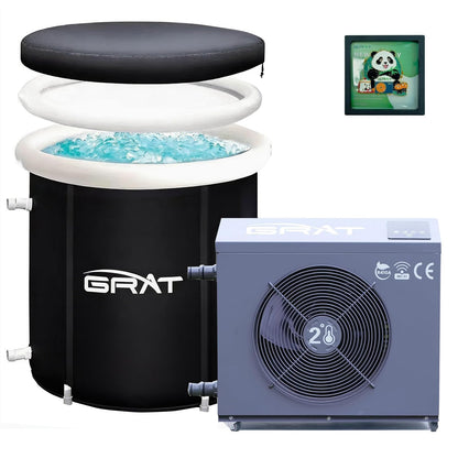 GRAT 1.5HP Chiller with Cold Plunge Tub, 88 Gallon Ice Bath System for Athletes, WiFi App Control, No Ice Needed, Cools to 36°F, Cold Water Therapy & Recovery Tub for Home Gym Indoor Outdoor