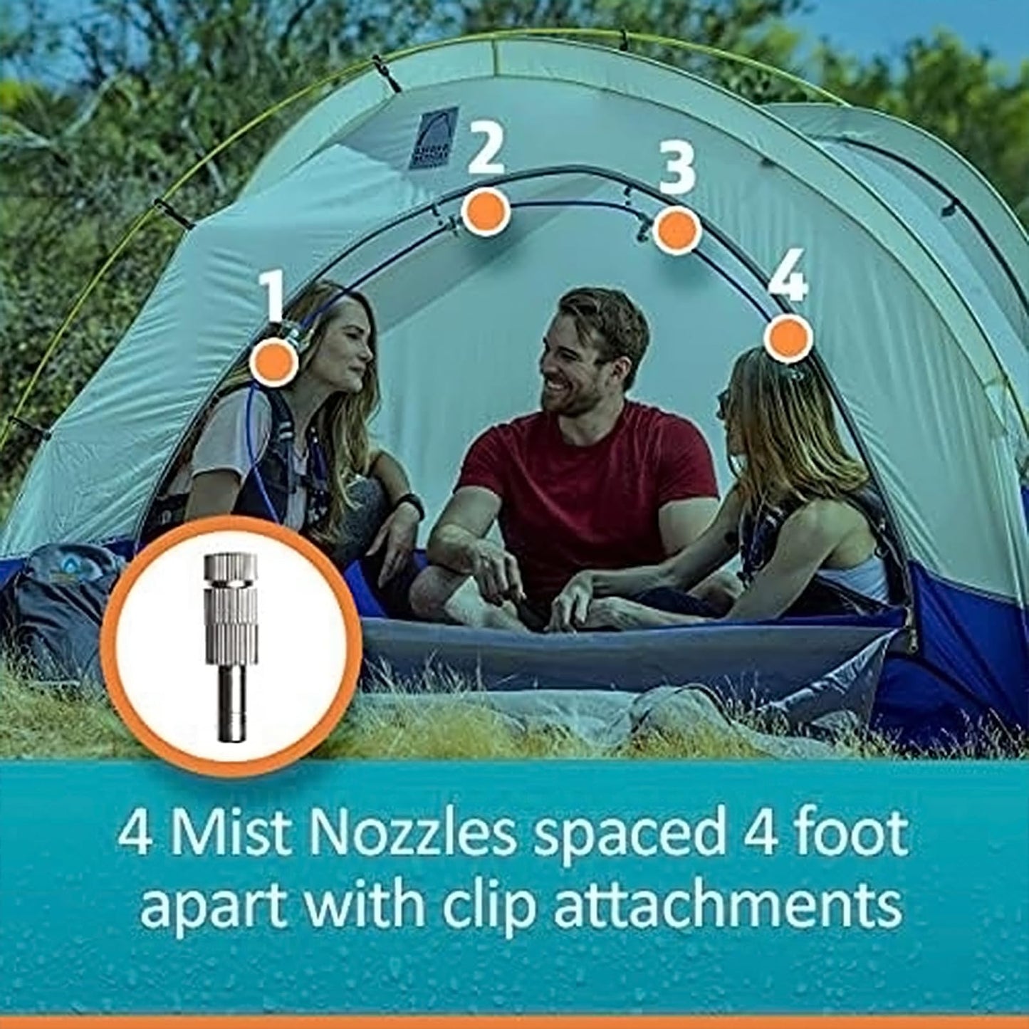 Professional Grade Portable Misting System - 4 Mist Nozzles | Pump | Easy to Setup | 16 ft. Mist Line for Outdoor Patios, Golf Carts, Greenhouses, Canopy and Decks - Cools The air up to 30°F (17°C)!