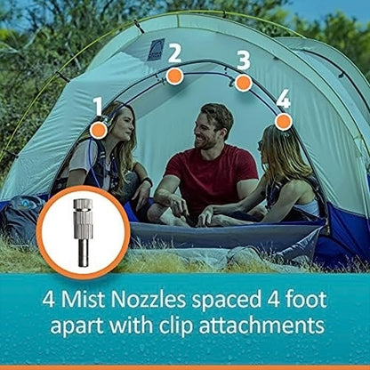 Professional Grade Portable Misting System - 4 Mist Nozzles | Pump | Easy to Setup | 16 ft. Mist Line for Outdoor Patios, Golf Carts, Greenhouses, Canopy and Decks - Cools The air up to 30°F (17°C)!