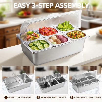 THXSUN Countertop Condiment Dispenser with Ice Tray