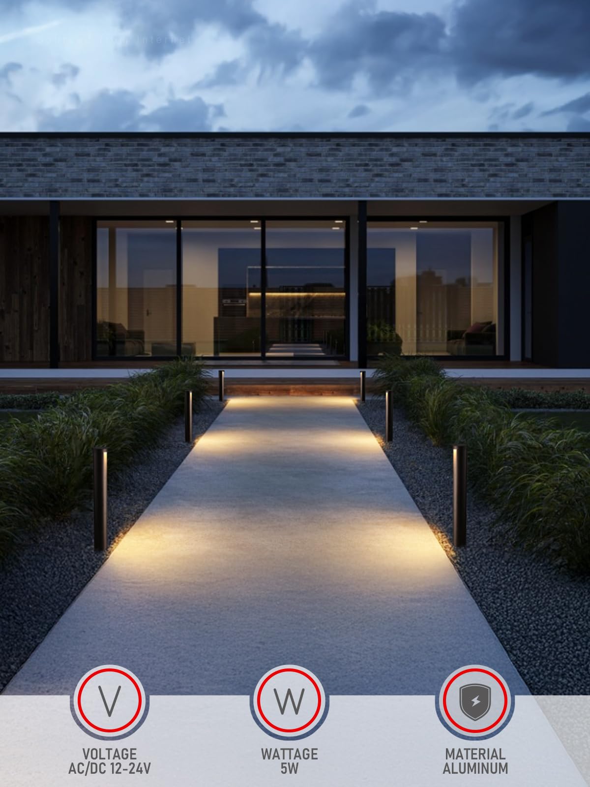 LEONLITE 5CCT Low Voltage Landscape Lights, 5W Anti-Glare LED Pathway Lights, Die-Casted Aluminum Housing, IP65 Waterproof for Outdoor Path Sidewalk Walkway, 1800K-5000K, ETL, Pack of 6