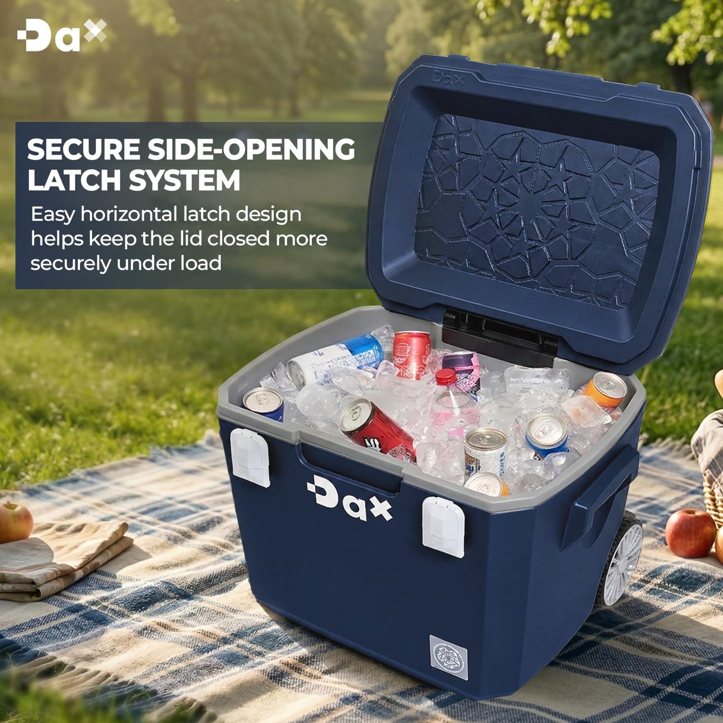 DA Ultra-Light 60 QT Hard Cooler with Wheels and Telescopic Handle, Keep Cold Up to 5 Days, 30% Lighter Than Rotomolded, Coolers Ice Chest for Camping, Tailgating, Beach (60QT Dark Blue)