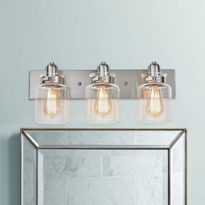 Bestier 3-Light Bathroom Vanity Wall Sconce Brushed Nickel 21.7in Length Model AK-AJ-18088-ca