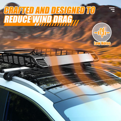 MaxxHaul 50879 46" x 36" Universal Roof Rack Rooftop Cargo Carrier Steel Basket with Net, Car Top Luggage Holder for SUV and Pick Up Trucks - 150 lb. Capacity