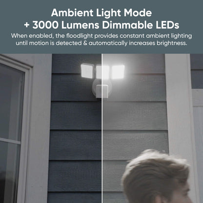 WYZE Floodlight Camera Pro, PCMag Editors' Choice 3000-Lumen LEDs, 2.5K HD Outdoor Security Camera, 180° Wide View, Motion Detection, Color Night Vision, Works with Alexa & Google-White