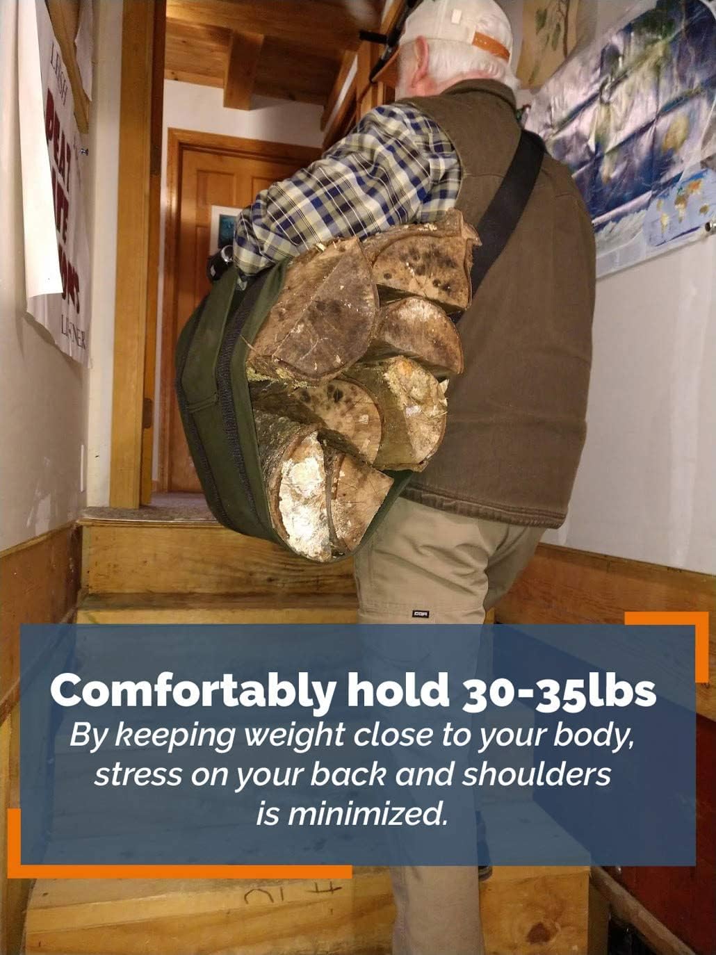 LogOX WoodOX Sling - The Most Ergonomic Firewood, Kindling, and Log Carrier. Helps Correct Posture and Balance | Camping Essential for Firewood Harvesting, Designed in Vermont (Patented, USA Made)