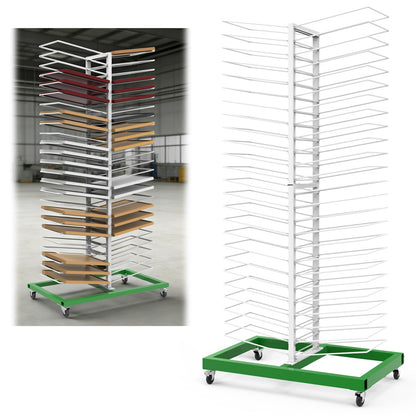 Justore Heavy-Duty Paint Drying Rack for Cabinet Doors and Full-Size Doors, 50 Shelves Cabinet Door Drying Rack for Art Studios & Classroom, Space Saving Design with 4 Casters, 25 LBS/Level
