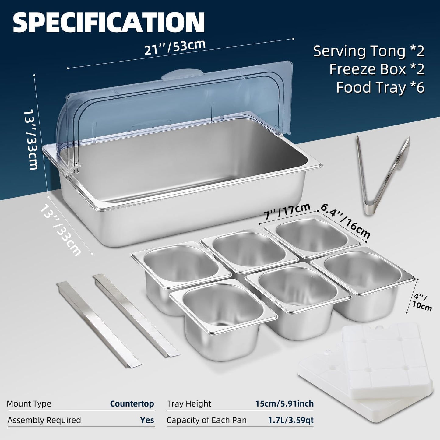 THXSUN Countertop Condiment Dispenser with Ice Tray