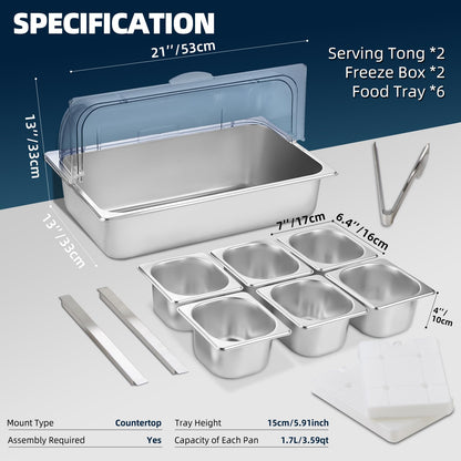THXSUN Countertop Condiment Dispenser with Ice Tray