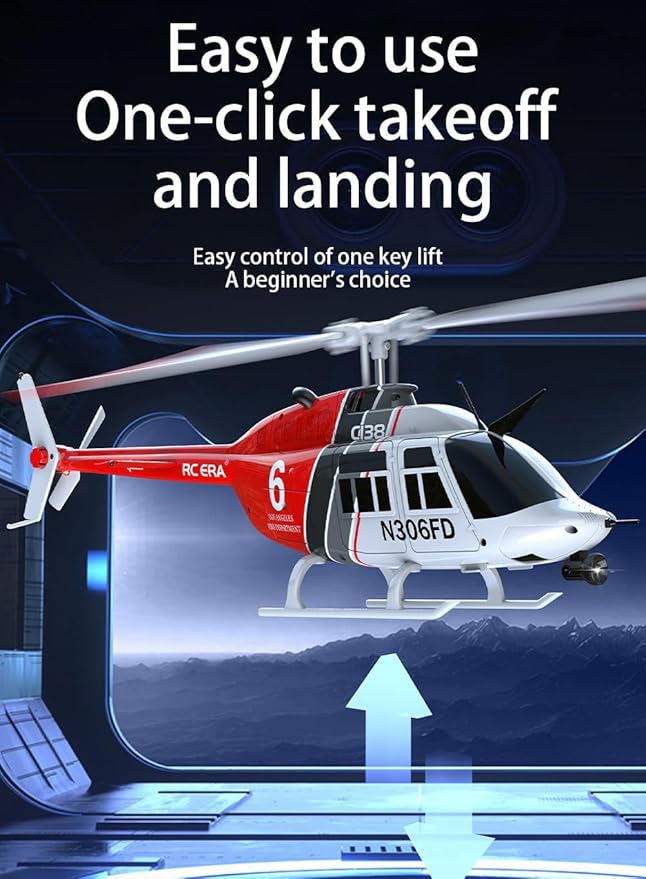 C138 RC Helicopter 2.4G 6CH 6-Axis Gyro Altitude Hold 1/33 Remote Control Plane Ready to Fly RTF(RED-White)